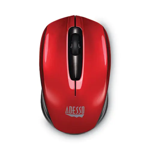 Adesso iMouse S50 Wireless Mini Mouse, 2.4 GHz, 33 ft Wireless Range, Ambidextrous, Red