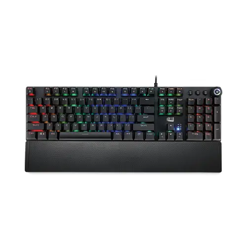 Adesso RGB Programmable Mechanical Gaming Keyboard with Detachable Magnetic Palmrest, 108 Keys, Black