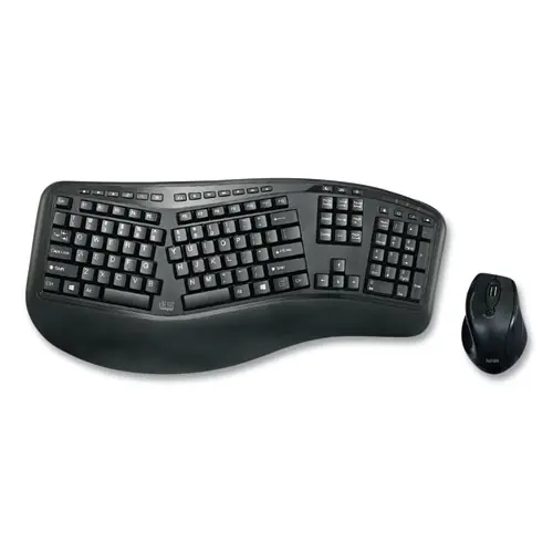 Adesso WKB1500GB Wireless Ergonomic Keyboard and Mouse, 2.4 GHz, Black