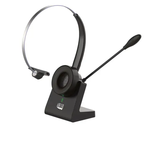Adesso Xtream P300B Wireless Bluetooth Multimedia Headset, Monaural, Over the Head