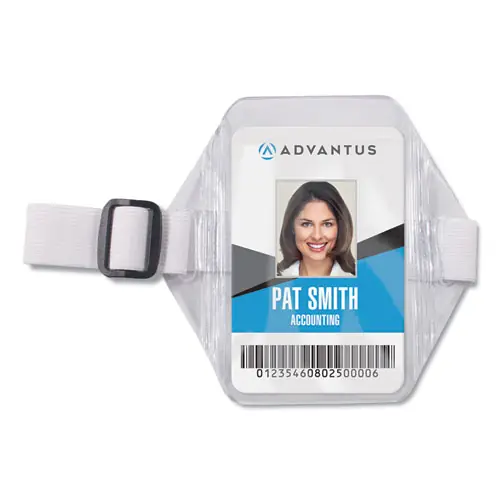 Advantus Arm Band Badge Holders, Vertical, Transparent Frost, 12/Pack