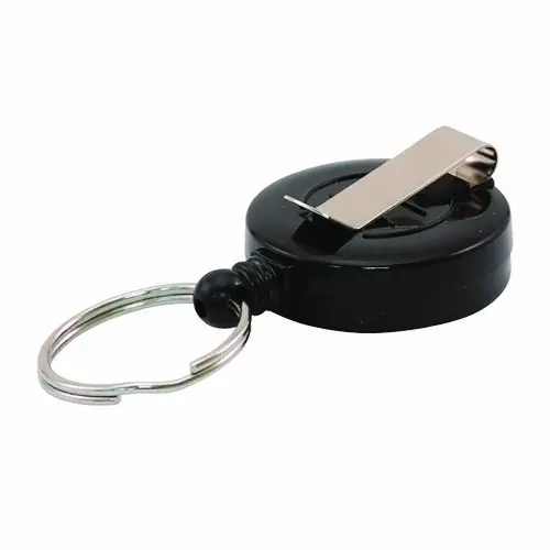 Advantus Badge Reel with Split Key Ring, Extends 30", Black, 12/Box