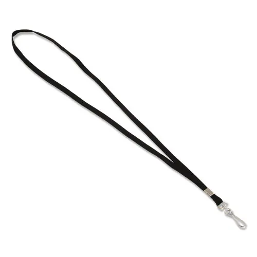 Advantus Deluxe Lanyard, Metal J-Hook Fastener, Black