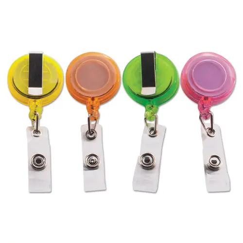 Advantus Deluxe Retractable ID Card Reel, Assorted Colors, 20/Pack
