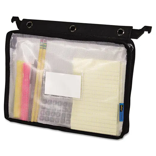 Advantus Expanding Zipper Pouch, 3-Hole Punched, 13" x 9.25", Clear/Black