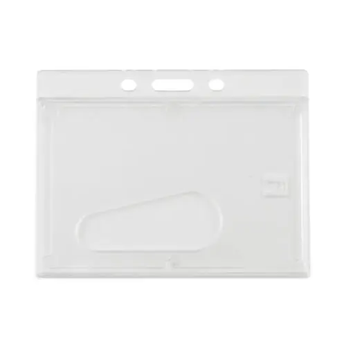 Advantus Frosted One-Card Rigid Badge Holders, Horizontal, Frosted 3.68" x 2.75" Holder, 3.38" x 2.13" Insert, 25/Box
