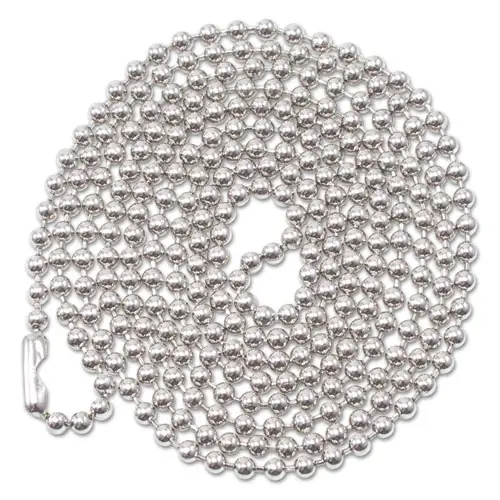 Advantus ID Badge Holder Chain, Metal Ball Chain Fastener, 36" Long, Nickel Plated, 100/Box