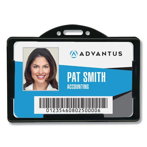 Advantus ID Card Holders, Horizontal, Black, Holds 3.38" x 2.13" Insert, Size 3.68" x 2.38", 25/Pack