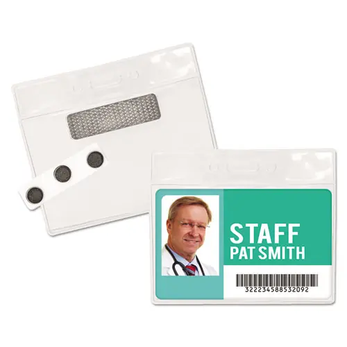 Advantus Magnetic-Style Name Badge Kits, Horizontal, Clear, 20/Pack