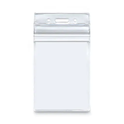 Advantus Resealable ID Badge Holders, Vertical, Transparent Frost, 50/Pack