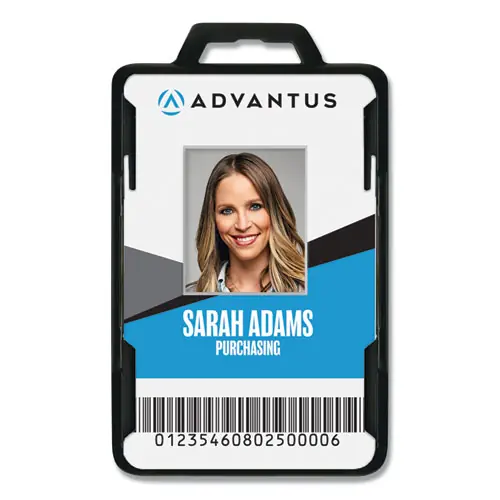 Advantus Secure-Two Card RFID Blocking Badge Holder, Horizontal/Vertical, Black, Pack of 20