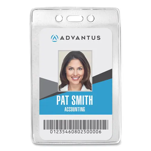 Advantus Security ID Badge Holders, Vertical, Clear, 50/Box