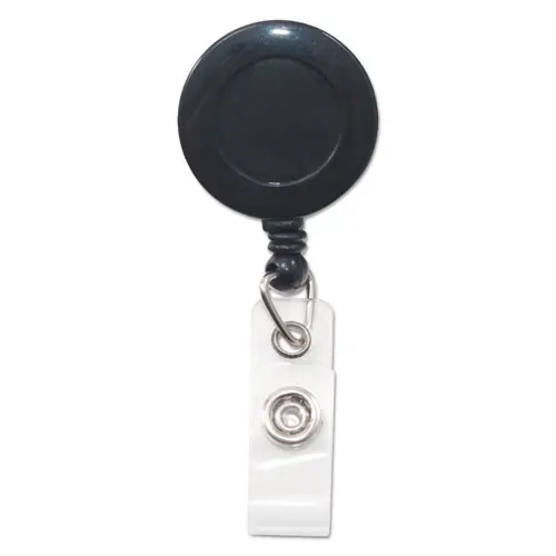 Advantus Swivel-Back Retractable ID Card Reel, 30" Extension, Black, 12/Pack