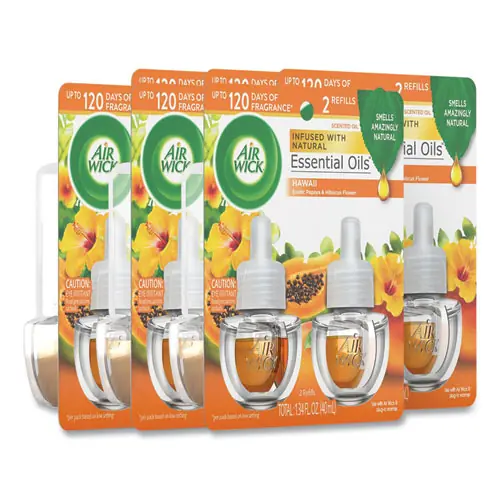 Air Wick® Scented Oil Twin Refill, Hawai'i Exotic Papaya/Hibiscus Flower, 0.67 oz, 2/Pack, 6 Packs/Carton