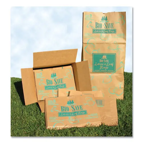 AJM Packaging Corporation Lawn and Leaf Bags, 30 gal, 1 mil, Brown Kraft, 50/Carton
