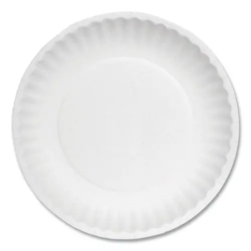 AJM Packaging Corporation White Paper Plates, 6" dia, 100/Pack, 10 Packs/Carton