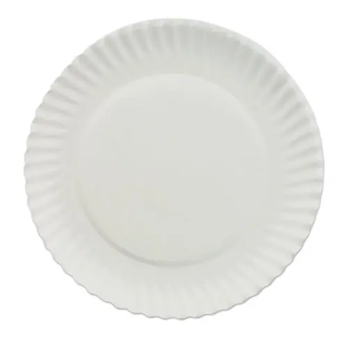 AJM Packaging Corporation White Paper Plates, 7" dia, 100/Pack, 10 Packs/Carton
