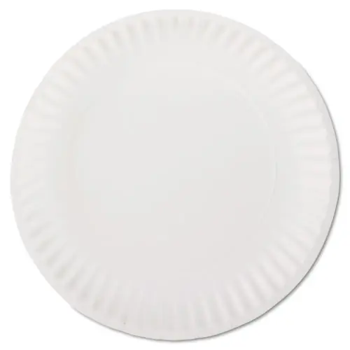 AJM Packaging Corporation White Paper Plates, 9" dia, 100/Pack