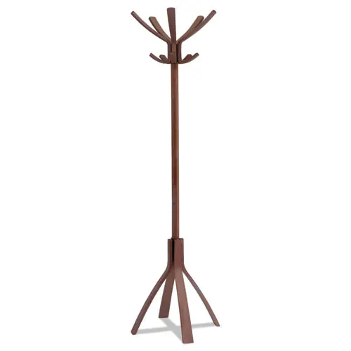 Alba™ Cafe Wood Coat Stand, Ten Peg/Five Hook, Espresso Brown