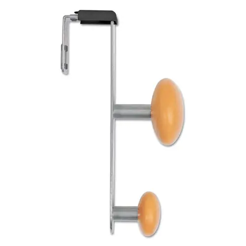 Alba™ Cubicle Garment Peg, 2-Hook, Metallic Gray, Wood