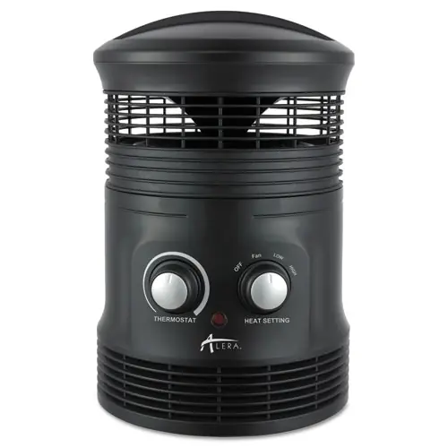 Alera® 360 Degree Circular Fan Forced Heater, Black, 750 W, 8" x 8" x 12"
