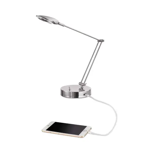 Alera® Adjustable LED Task Lamp with USB Port, Brushed Nickel