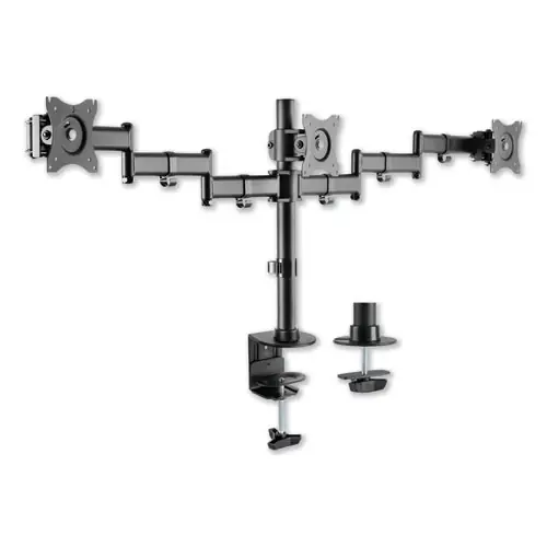 Alera® Alera AdaptivErgo Pole-Mount Triple Arm Monitor Mount, 360° Rotation, +45°/-45° Tilt, 45° Pan, Black, 17.6 lb Capacity
