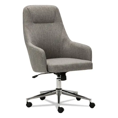Alera® Alera Captain Series High-Back Chair, Supports Up to 275 lb, 17.1" to 20.1" Seat Height, Gray Tweed Seat/Back, Chrome Base