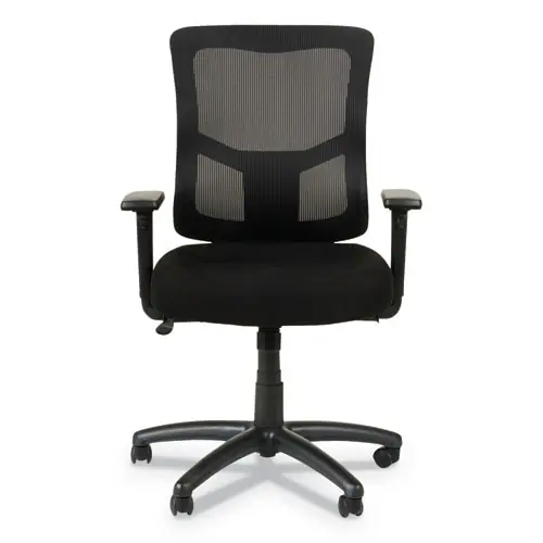 Alera® Alera Elusion II Series Mesh Mid-Back Swivel/Tilt Chair, Adjustable Arms, Supports 275 lb, 17.5" to 21.1" Seat Height, Black