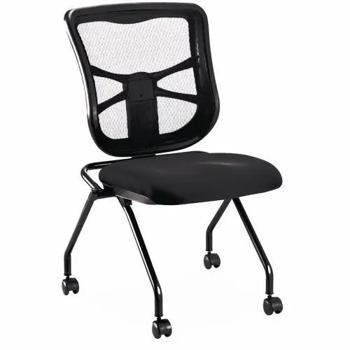 Alera® Alera Elusion Mesh Nesting Chairs, Supports Up to 275 lb, 18.1" Seat Height, Black Seat, Black Back, Black Base, 2/Carton