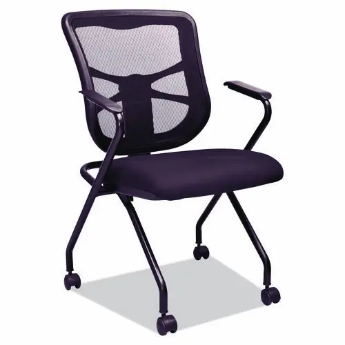 Alera® Alera Elusion Mesh Nesting Chairs with Padded Arms, Black, 2/Carton
