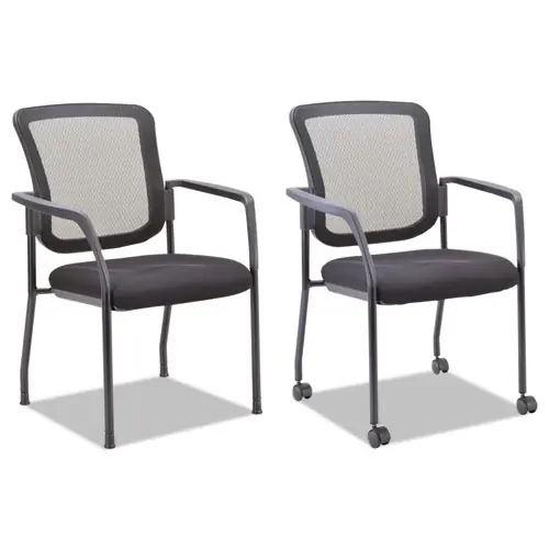 Alera® Alera Elusion Series Mesh Back Stacking Guest Chair, Black Seat, Black Back, Black Base