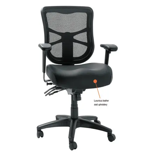 Alera® Alera Elusion Series Mesh Mid-Back Multifunction Chair, Supports Up to 275 lb, 17.7" to 21.4" Seat Height, Black