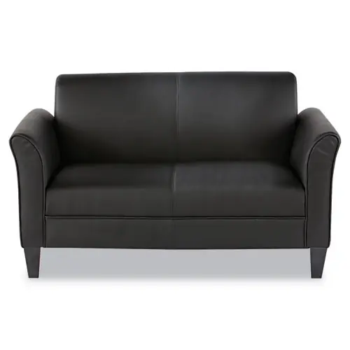Alera® Alera Reception Lounge Sofa Series, Two-Cushion Loveseat, Black
