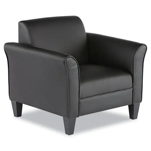 Alera® Alera Reception Lounge Sofa Series Club Chair, Black Bonded Leather, Black Wood Base