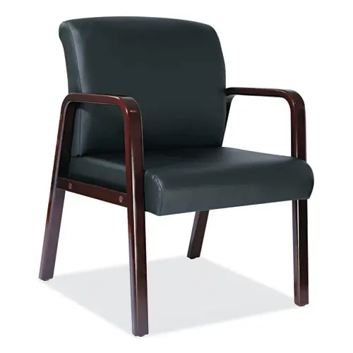 Alera® Alera Reception Lounge WL Series Guest Chair, Black Seat and Back, Mahogany Base