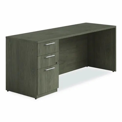 Alera® Alera Seville Series Credenza with Left Pedestal, Walnut, 72"W x 24"D x 29"H