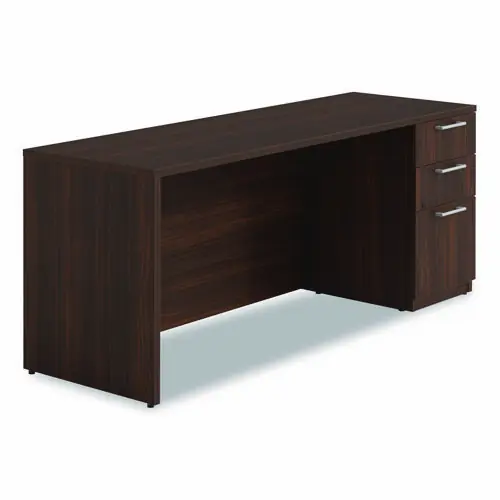 Alera® Alera Seville Series Credenza with Right Pedestal, Mahogany, 72"W x 24"D x 29"H