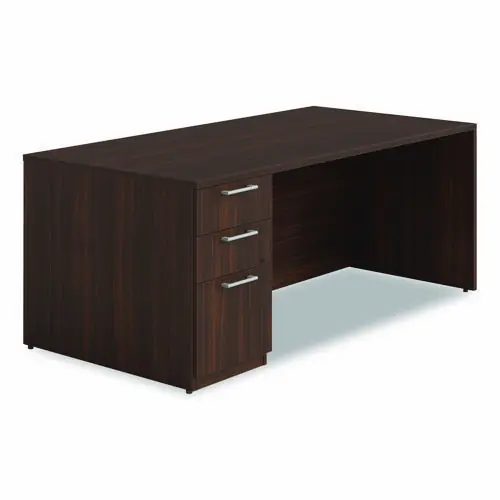 Alera® Alera Seville Series Single Pedestal Desk, Left Pedestal, Mahogany