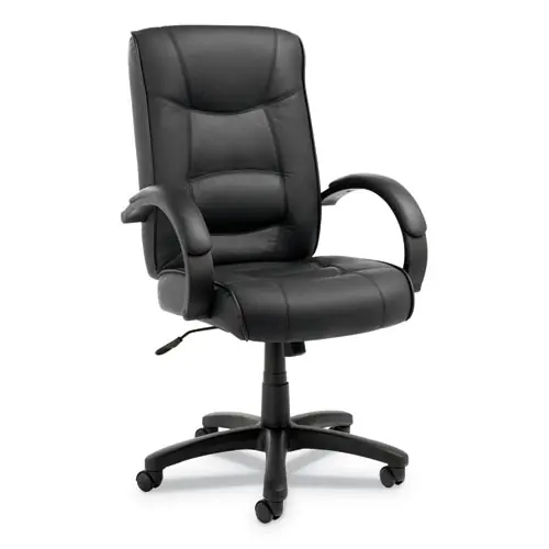 Alera® Alera Strada Series High-Back Swivel/Tilt Top-Grain Leather Chair, Supports Up to 275 lb, 17.91" - 21.85" Seat Height, Black