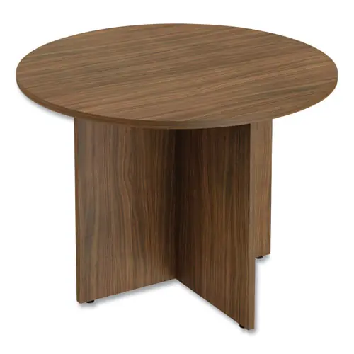 Alera® Alera Valencia Round Conference Table with Legs, Modern Walnut, 42" Diameter x 29.5"H