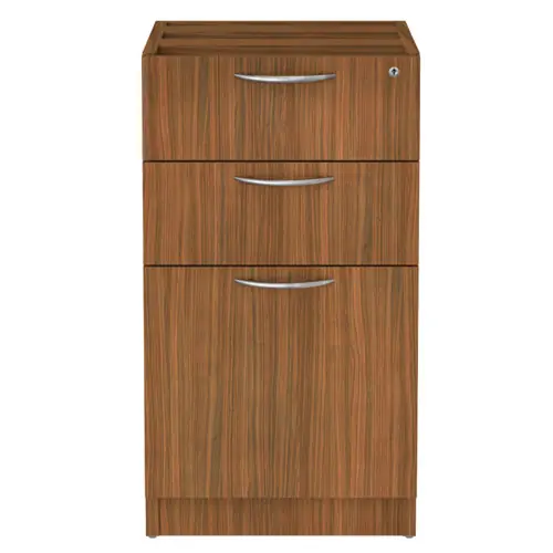 Alera® Alera Valencia Series Full Pedestal File, 3-Drawer, Box/Box/File, Legal/Letter, Modern Walnut