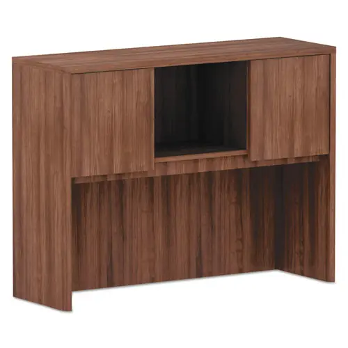 Alera® Alera Valencia Series Hutch with Doors, Modern Walnut, 47.13"W x 15"D x 35.38"H