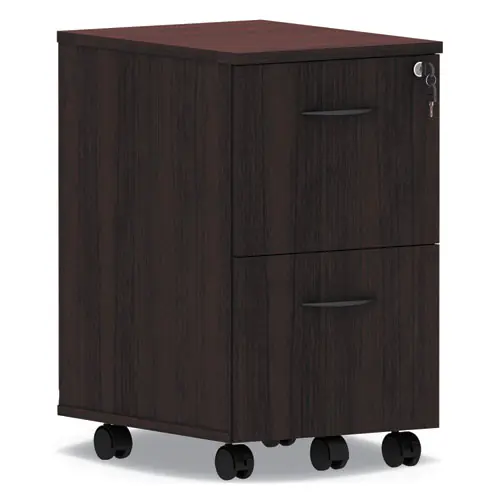 Alera® Valencia Series Mobile Pedestal, 2 Legal/Letter-Size File Drawers, Mahogany, 15.38" x 20" x 26.63"