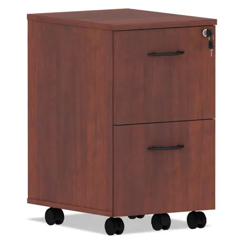Alera® Alera Valencia Series Mobile Pedestal, 2 Drawer, Medium Cherry, 15.38"W x 20"D x 26.63"H