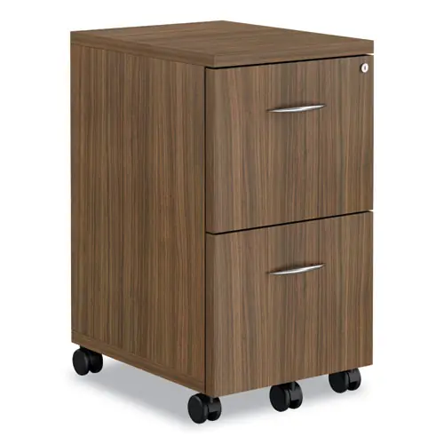 Alera® Alera Valencia Series Mobile Pedestal, 2-Drawer, Modern Walnut, 15.38" x 20" x 26.63"
