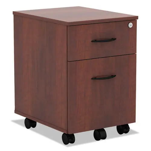 Alera® Alera Valencia Series Mobile Pedestal, 2-Drawer, Box/File, Legal/Letter, Medium Cherry