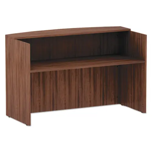 Alera® Alera Valencia Series Reception Desk with Transaction Counter, Modern Walnut, 71" x 35.5" x 42.5"