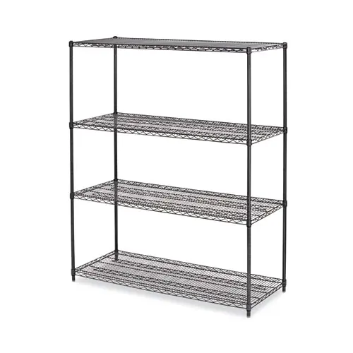 Alera® All-Purpose Wire Shelving Starter Kit, Four-Shelf, 60" W x 24" D x 72" H, Black Anthracite Plus