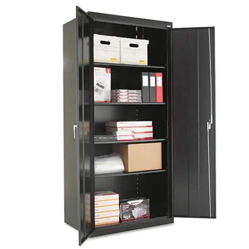 Alera® Assembled 78" High Heavy-Duty Welded Storage Cabinet with Four Adjustable Shelves, Black